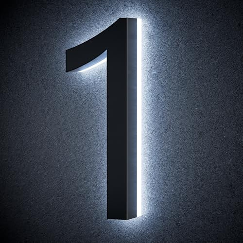 LLtronation 9 Inch Backlit House Numbers for Outside, Stainless Steel, LED Illuminated Home Address Number, Modern Lighted Address Signs for Houses, Restaurant, Waterproof