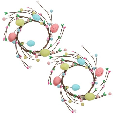 HIAKDOFT 2pezzi Ghirlande Di Candele Pasquali Artificiali Con Uova Colorate Per Decorazioni Primaverili e Festive Facili Da Installare e Manutenere