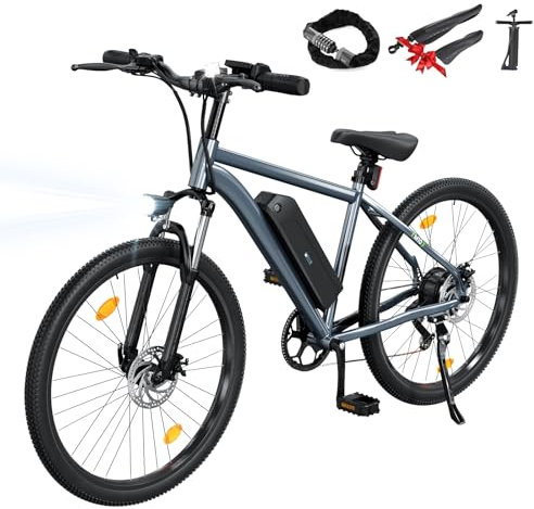 Finbike E-Bike für Erwachsene, 26 Zoll Ebike 250W Motor Electric Bike mit 36V 10.4Ah herausnehmbarem Akku, 100KM Reichweite, 7 Geschwindigkeiten, Schnellaufladung, Doppelscheibenbremse E Mountainbike