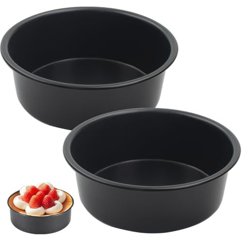 Xyvor 2 Pezzi Teglia Torta 15x5 cm Stampi Rotondi per Torte in Acciaio Inox