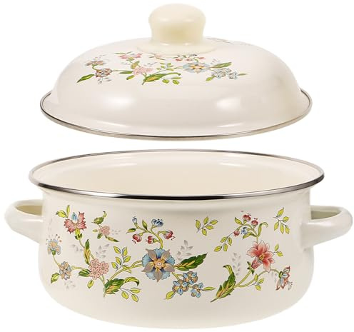 Homoyoyo Pentola Smaltata per Zuppa da Cucina Multifunzione Resistenza a Temperature Elevate e Distribuzione Uniforme del Calore per Stufati e Zuppe