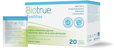 Biotrue Toallitas - 20 unidades - Ojos Sensibles. Para adultos y niños (+36 meses)