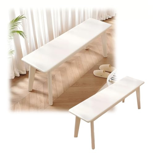 Générique Petit Banc en Bois Massif, Banc Salle A Manger Style Campagnard, Bancs A Chaussures 60/80/100/120/140/150/160/180 Cm Banquette Angle Vintage, Tabouret Repose-Pieds(White,100 cm/39.37 in)