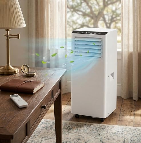3-in-1 Portable Air Conditioner 7000 BTU, Mobile AC Unit with Cooling Fan and Dehumidifier for Rooms Up to 300 Sq Ft, 24H Timer Sleep Mode 2 Fan Speeds for Bedroom Living Room Office [Energy Class A]
