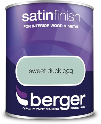 DRW Sweet Duck Egg Satin Finish Paint 750ml | Interior Wood and Metal Paint | Durable Mid Sheen Satin Finish | Trim Paint for Doors Skirting Boards Window Frames and Furniture