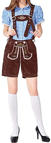 Générique Oktoberfest Herren Lederhosen dam tysk outfit autentisk tannish brun