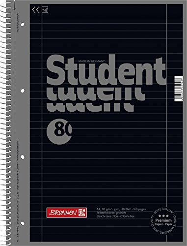 BRUNNEN Collegeblock Premium Student Colour Code | A4, Lineatur 27, 80 Blatt, onyx