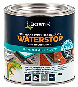 BOSTIK Waterstop Impermeabilizante de Reparación Gris - Estanqueidad Inmediata, Superficies Húmedas o Secas, sin Imprimación, Multimaterial, Fácil de Aplicar, Interior y Exterior, Bote 1 kg