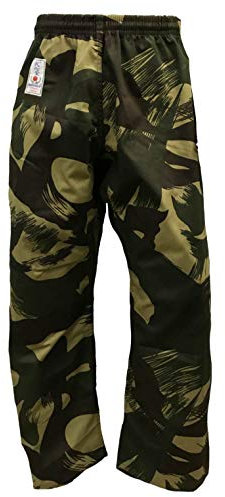 BAY® Camouflage Woodland Kickboxhose Karatehose Baumwolle Kinder Erwachsene (L)