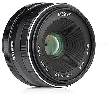 Meike 25mm F1.8 Large Aperture Wide Angle Lens Manual Focus Lens for Sony E Mount Mirrorless Cameras A7III A9 NEX5T A6400 A5000 A5100 A6000 A6500