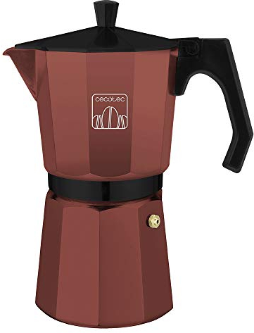Cecotec Cafetière Italienne MokClassic. Aluminium fondu de Haute qualité, Convient pour cuisinières à gaz, électriques ou vitrocéramiques (Garnet, MokClassic 600)