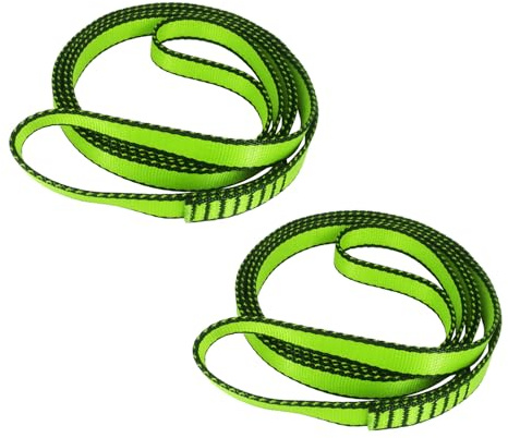 FOSER 18mm Nylon climbing sling Runner, 23KN Nylon Rope,Apply to Rock Climbing, Mountaineering, Hiking, Downhill, Emergency Equipment, etc (Green(2pcs), 120cm/48inch)
