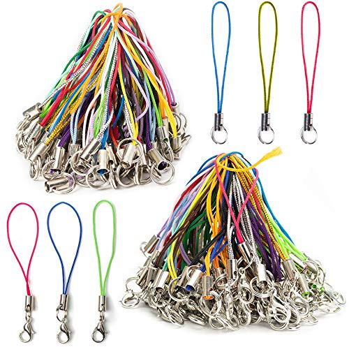 Nsiwem Handyanhänger Schlaufen 200 Stück DIY Handy Lanyard Handyanhänger Handyband Karabinerverschluss Seil zum Aufhängen Handschlaufe für DIY Schmuck Lanyard