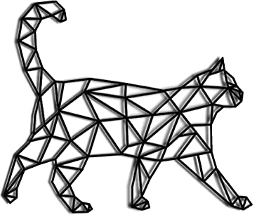 Pet-Jos Katze Wanddekoration Holz Walking Cat Wall Deco Geometrische Ornamente Minimalistische Wandkunst Hängende Dekoration, Schwarz