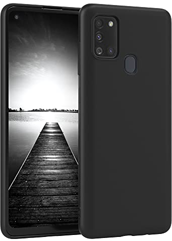 EAZY CASE - Silikonhülle für Galaxy A21s Hülle Silikon Case Schwarz weich stoßfeste Handyhülle Schutzhülle mit Kameraschutz Dünn Premium Schutz Cover TPU Phone Bumper in Mattschwarz