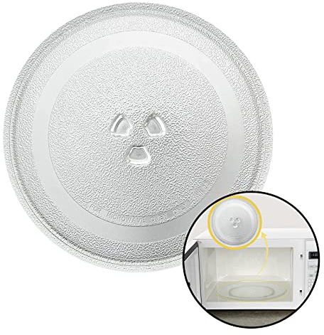 KALUROIL Mikrowellenteller Glas 25.5cm Mikrowelle Teller mit 3 Fixierern Universal Mikrowelle Glasteller Drehteller Mikrowelle Glasplatte Ersatzteller Glasdrehteller für Mikrowellen
