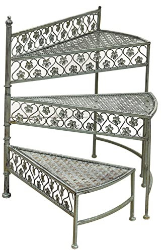 PASPRT Soporte de Flores Plegable en Forma de Abanico, Arte del Hierro de Tres Vueltas de 3 Niveles, balcón, Sala de Estar, jardín, Soporte de Flores de Hierro (Green)