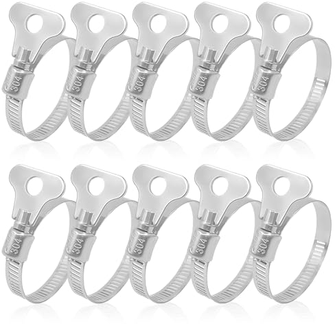 Alethron Fascette stringitubo in acciaio inox, 10 pezzi, 21 – 44 mm, morsetto regolabile 304, in acciaio inox, con manico, fascette multiuso per tubo dell'acqua, gas e piscina