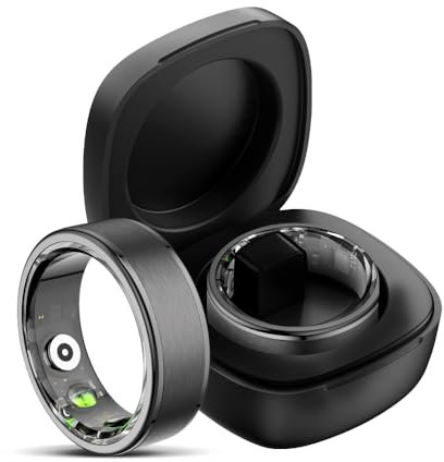 findtime Smart Ring for Men Women Smart Ring Android iOS Fitness Ring Pedometer Heart Rate Blood Oxygen Sleep Monitor Step Counter Activity Tracker for Sports Time, Distance, Calories,BK9