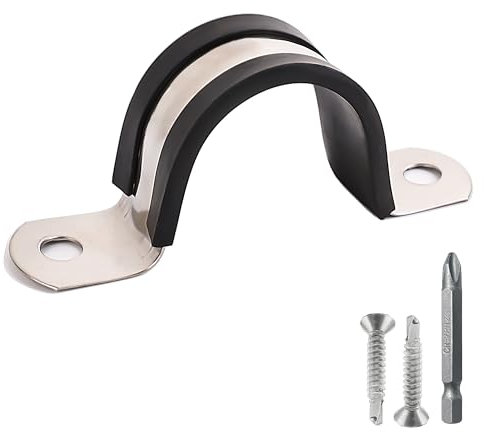 Soimuk Pipe Clamps,304 Stainless & Rubber Cushioned Conduit clips (SCH 1 in (Φ 32 MM) - 10 Pack)