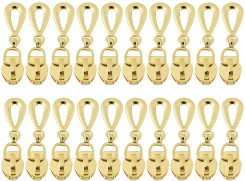 Create idea 20 Stück Nr. 5 Reißverschlüsse Ohne Verschluss 6 Mm Tropfenförmiger Reißverschlussschieber 4 Cm Schieber für Nylon-Spulenreißverschlüsse für 6 Mm Offene Reißverschlussschieber Goldfarben