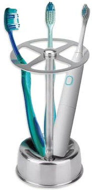 Soporte para Cepillos de Dientes de Acero Inoxidable – Organizador de Baño Multifuncional para Cosméticos, Portacepillos (Plateado)
