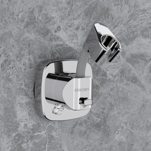 FERCOSEN 360° Drehbar Duschkopfhalterung mit Saugnapf | 10 kg Tragfähigkeit, Sekundenschnelle Montage | rutschfeste Rostfreie Duschbrause Halterung