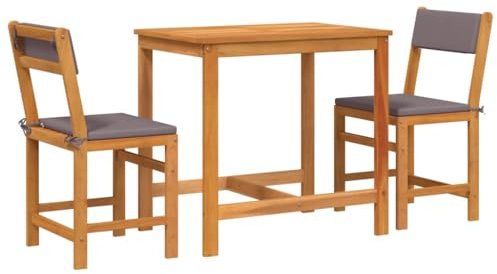 Eleganz 3-TLG. Balkonmöbel-Set aus Akazien-Massivholz, ölbehandelt – Langlebiges Gartenmöbel-Set für Terrasse & Balkon – Komfortable Sitzgruppe mit Kissen