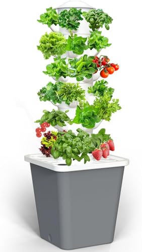 Sistema di Coltivazione idroponica Torre Verticale, Torre da Giardino Interna automatizzata per aeroponica - Kit di Coltivazione acquaponica per orto di Erbe fresche, Frutta e Verdura 30 Pots