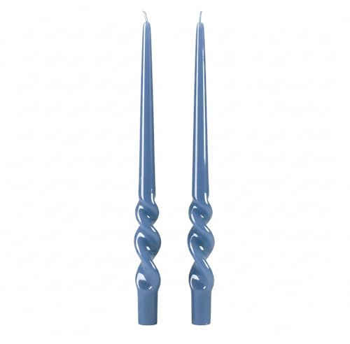 Cereria Di Giorgio - 2 Candele Voluta laccate - Diametro 2.2 cm Altezza 40 cm - Colore Blu dusk - Durata 14 ore - Standard per candelabro - Home Decor Collection - Artigianale