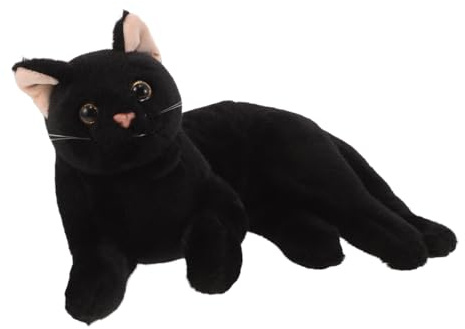 FUNOMOCYA Realistic Black Cat Plush Soft Stuffed Animal Kitten Pillow for Halloween Home Decoration Handmade Cozy Cuddle Plush Doll with Fine Craftsmanship