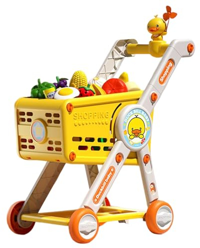 Carrito de la compra para niños de 1 a 3 años | carrito de compras para niños juego de rol supermercado carrito de juguete | juguete educativo cocina de jardín de infantes para niñas idea de regalo de