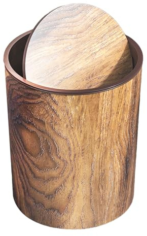 Cubo de basura con tapa, cubo de basura de grano de polipropileno con tapa superior oscilante, cubo de basura de cocina de estilo retro, cubos de basura para pañales de baño con cubo extraíble