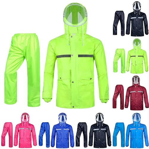 Adult Rain Suit Waterproof Jacket & Trouser Suit Hi-vis Work Raincoat Unisex Durable Rain Jacket Motorcycle Hooded Rainwear Outdoor Wine XL