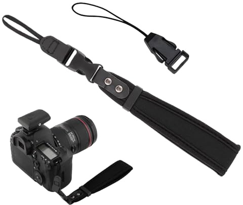 Zerquell Cinturino da Polso per Fotocamera con Fibbia a Sgancio Rapido, Cinturino da Polso Regolabile e Robusto, Compatibile con Fotocamere Reflex e la Maggior Parte Delle Fotocamere (Nero)