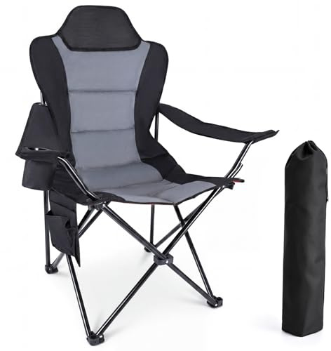 YEAUPE PRO Campingstuhl Faltbar Bequem Gepolster, 150 KG Belastbar | Camping Stuhl mit Hochlehner & Breiter Sitz | Multifunktional Angelstuhl, Karpfenstuhl, Klappstuhl für Camping Strand Festivals