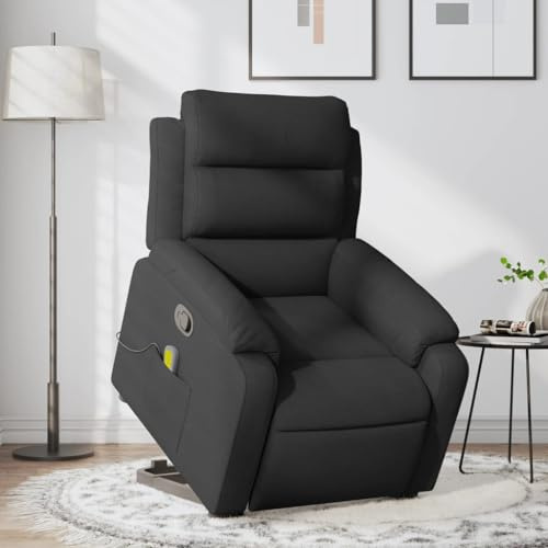 Mimdixy Fauteuil rembourré, fauteuil de massage, fauteuil de massage, avec aide au relevage, en tissu noir, pour salon et chambre à coucher, installation rapide