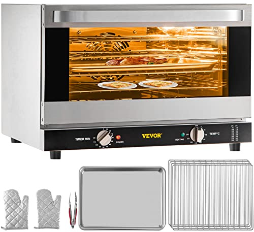 VEVOR Fornetto Elettrico a Convezione 1600W da Tavolo Cucina Griglie Incluse, Forno Elettrico Ventilato da Bancone da Bar Ristorante Osteria Panificio Pasticceria Capienza 47L, Fornetto Elettrico 47L