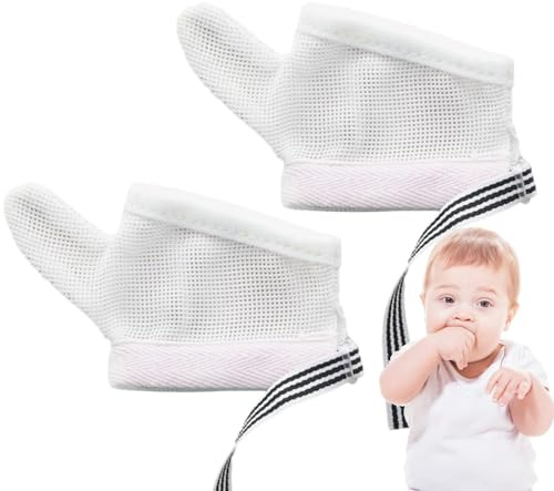 Barnhandskar repfria vantar anti- babyvantar barn tumme skyddshandskar repfria babyskydd nagelbithandskar pa handskar, Rosa M, Consulte la descripción