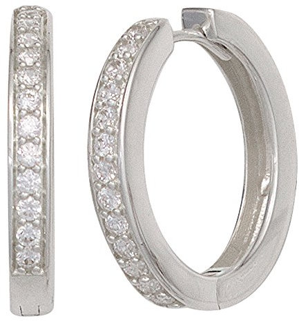 Jobo Damen-Creolen aus 925 Sterling Silber mit 26 Zirkonia