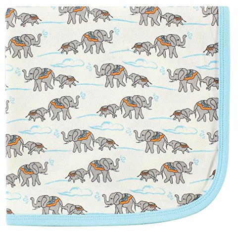Touched by Nature Unisex Baby Organic Cotton Swaddle, Receiving and Multi-purpose Blanket, Elephant, One Size
