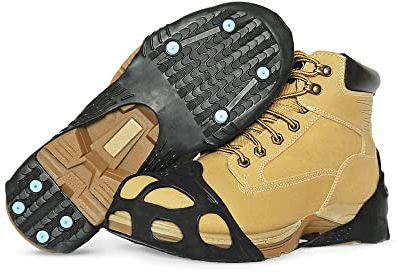 Due North All Purpose Industrial Traction Aids, Anti Slip Winter Boot Snow Shoe Grips, Ice Grippers – Rubber Overshoe Cleats with Tungsten Carbide Spikes, Medium, APINDUSTRIAL-M V3550370-M