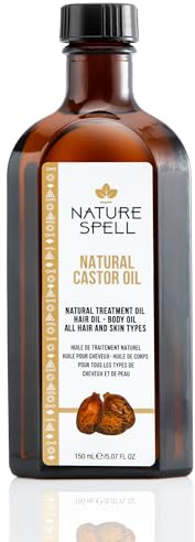Olio di Ricino Naturale Nature Spell 150 ml, Puro al 100% per la Crescita dei Capelli, per Ciglia, Sopracciglia e Pelle, Prodotto nel Regno Unito