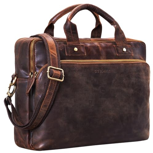 STILORD 'Hector' Grande Borsa Business in Pelle per Uomo | Borsa a Tracolla Vintage con Scomparto per Laptop da 15,6 Pollici | Cartella Pelle XL per Documenti A4 Colore:zamora - marrone