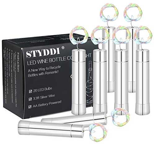 Wine Bottle Lights, 8 Packs AA Battery Powered, 20-LEDs 39 Inch RGB Wine Cork Starry String Fairy Lights for Bottle DIY, Christmas, Wedding, Dancing, Halloween, Party, Table Festival Decorations