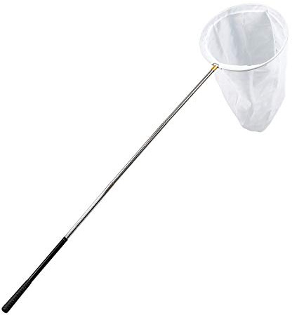 RESTCLOUD Rete professionale per insetti e farfalle con anello da 35,6 cm, profondità 66 cm, manico telescopico da 149,9 cm, si estende fino a 185,4 cm in acciaio inox con serratura (185,4 cm di