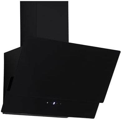 Respekta Dunstabzugshaube kopffrei / Dunstabzugshaube schräg 60 cm / Metallgehäuse mit Glasschirm in Schwarz / Abluft - und Umluftfunktion / CH66038-60SAM / A / 54 – 67,5 dB