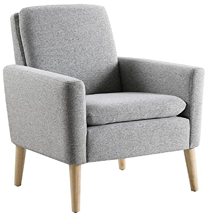 Marketero Armchair Comfy Fabric Accent Chair with Upholstered Single Sofa Occasional Modern Arm Chairs for Living Room Bedroom Reading Reception Lounge Grey