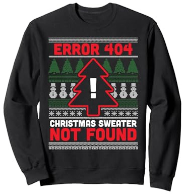 Errore 404 Brutto Maglione di Natale Non Trovato - Computer Nerd Felpa, Unisex per Adulti, Nero, M