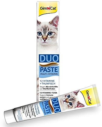 GimCat Duo Paste Multi-Vitamin and Tuna - Valuable vitamins boost the body’s natural defences and well-being - 1 tube (1 x 50 g)